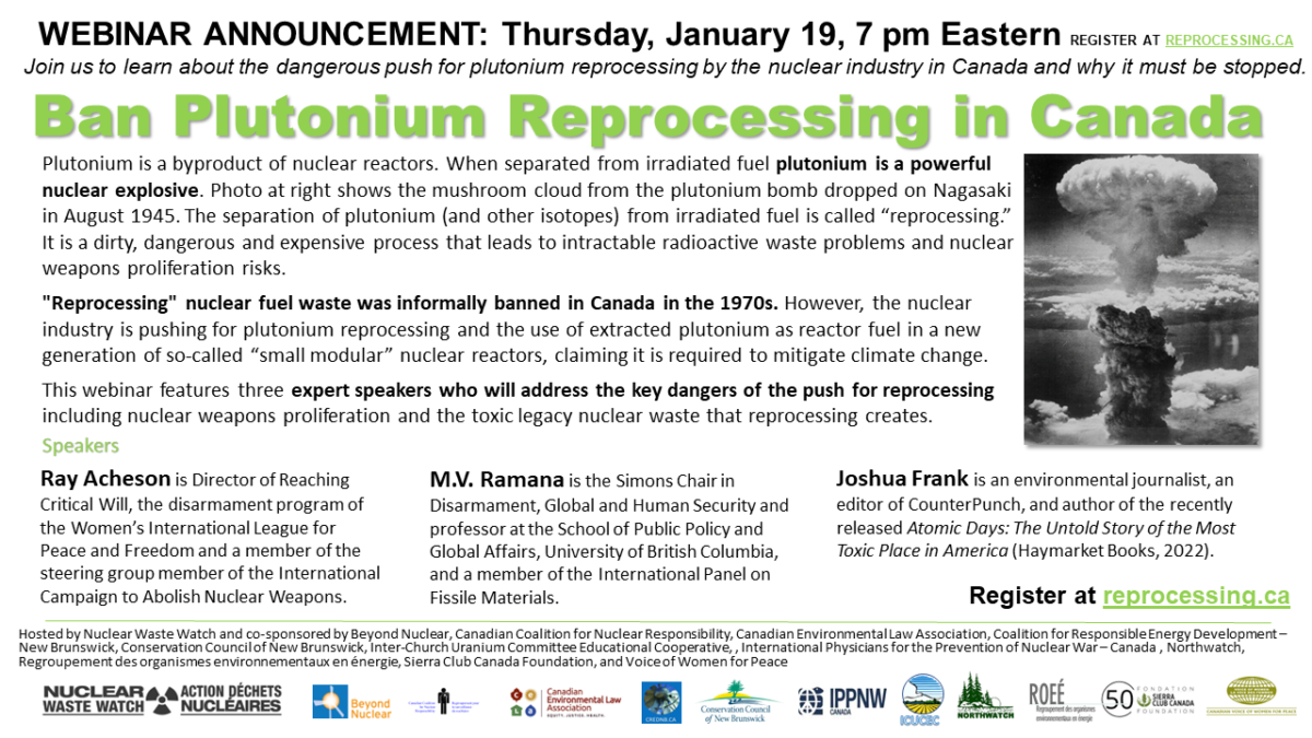 Canada’s new policy on radioactive waste must ban reprocessing